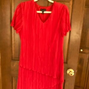 Connected Apparel Vibrant Red Asymmetrical Dress